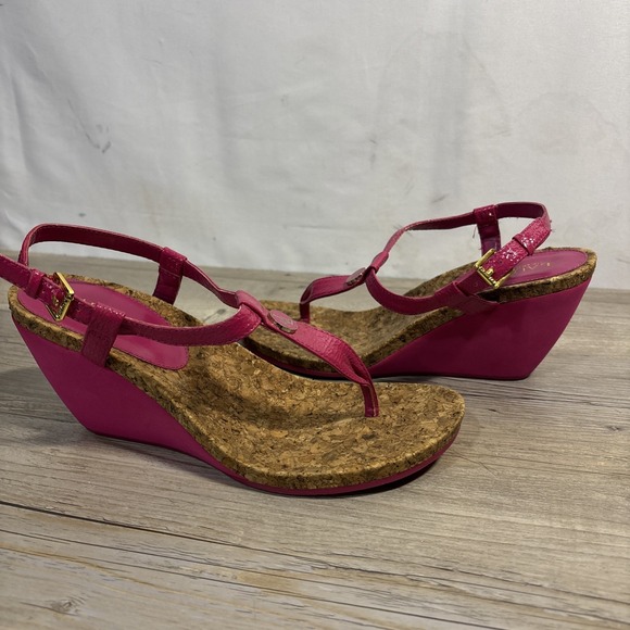 Ralph Lauren Shoes - Women's 9 Vintage Ralph Lauren Reeta Strappy Pink Fuchsia Cork Wedge Y2K